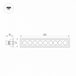 светильник ms-orient-built-turn-tc-s67x300-20w day4000 (wh-bk, 30 deg, 230v)