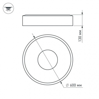 светильник sp-tor-ring-surface-r600-42w warm3000 (wh, 120 deg)