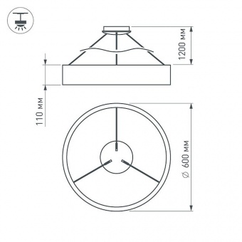 светильник sp-tor-ring-hang-r600-42w warm3000 (bk, 120 deg)